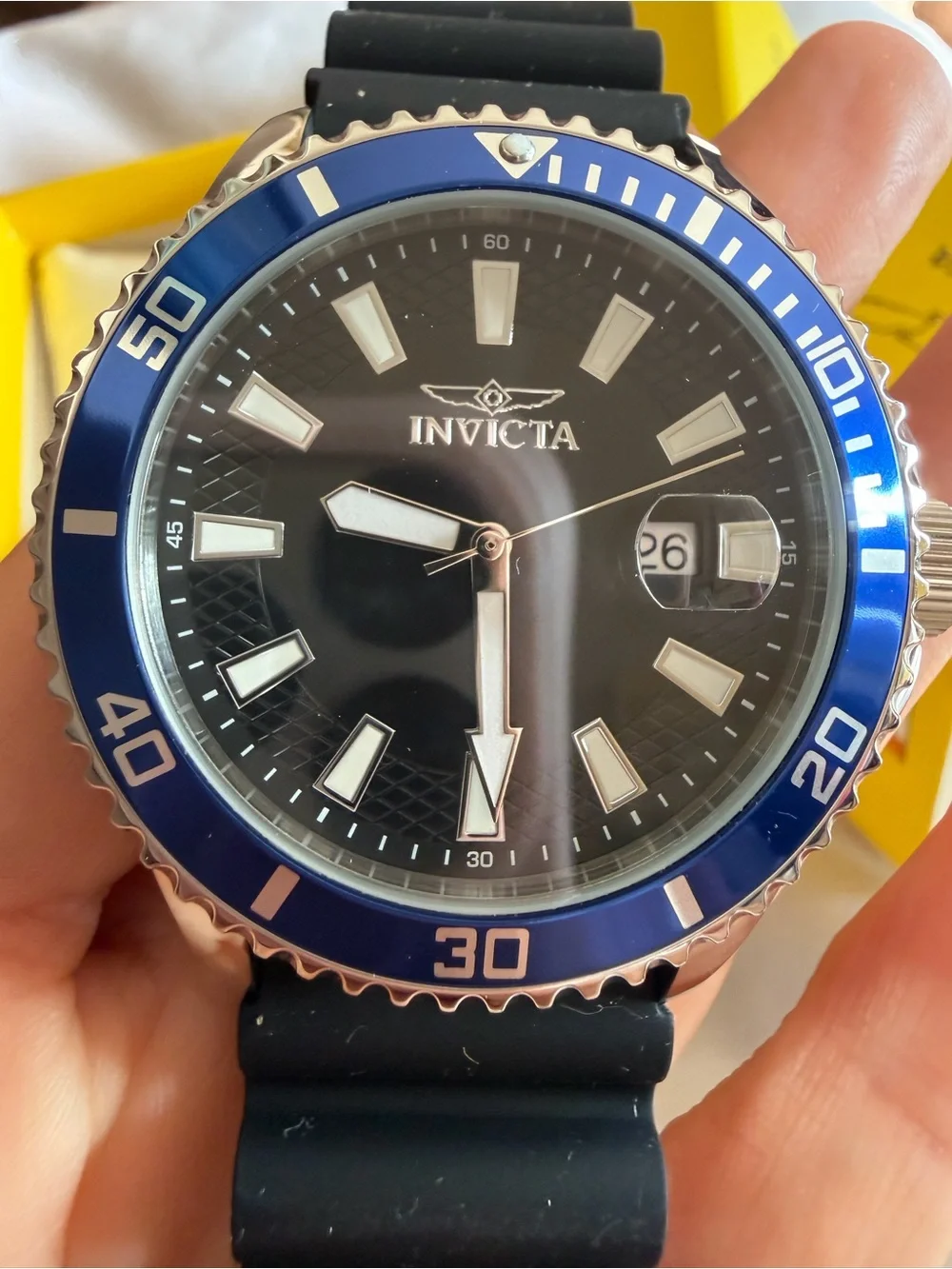 Invicta Pro Diver 46130 Men’s Black Dial Blue Bezel Quartz Watch | New with Tags